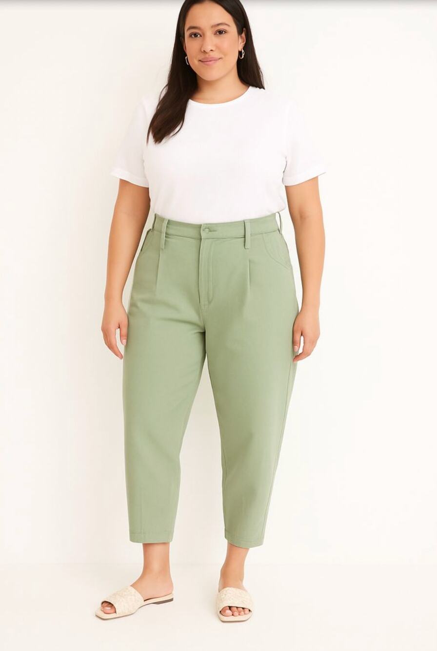 VIGOSS Women's Axl Balloon Barrel Jeans Size 31 US 12 Green Ankle NWT